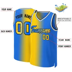 Yellow Blue-Black Gradient Fashion Basketball Jersey 2