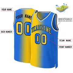 Yellow Blue-Black Gradient Fashion Basketball Jersey 2