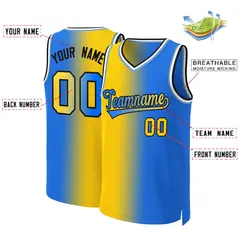 Yellow Blue-Black Gradient Fashion Basketball Jersey 2