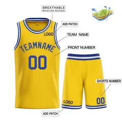Yellow Blue Bull Classic Sets Basketball Jersey 3