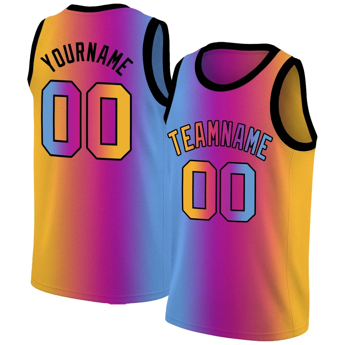 Yellow Blue Purple Gradient Fashion Basketball Jersey
