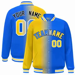 Yellow Blue-White Gradient Letterman Varsity Jacket