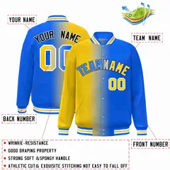 Yellow Blue-White Gradient Letterman Varsity Jacket 2