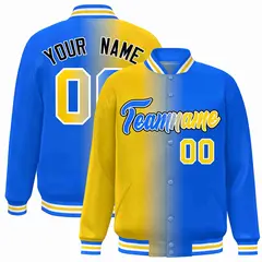 Yellow Blue-White Gradient Letterman Varsity Jacket