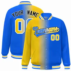 Yellow Blue-White Gradient Letterman Varsity Jacket