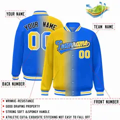Yellow Blue-White Gradient Letterman Varsity Jacket 2