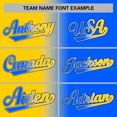 Yellow Blue-White Gradient Letterman Varsity Jacket 3