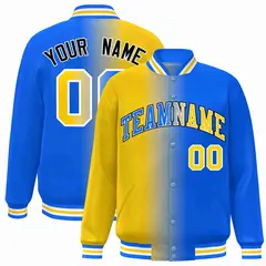 Yellow Blue-White Gradient Letterman Varsity Jacket
