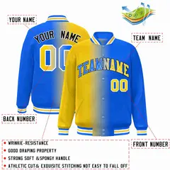 Yellow Blue-White Gradient Letterman Varsity Jacket 2