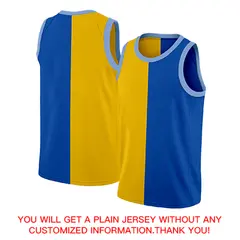 Yellow Blue-White Split Fashion Basketball Jersey 4