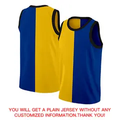 Yellow Blue-White Split Fashion Basketball Jersey 4