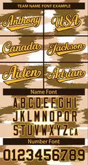 Yellow Brown Camo Varsity Letterman Bomber Jacket 5