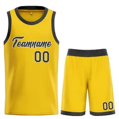 Yellow Brown-White Classic Team Basketball Jersey