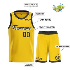 Yellow Brown-White Classic Team Basketball Jersey 3