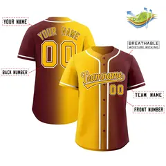 Yellow Burgundy Two Tone Gradient Fashion Baseball Jersey 2