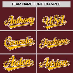 Yellow Burgundy Two Tone Gradient Fashion Baseball Jersey 3