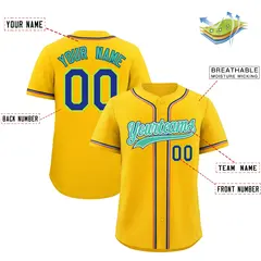 Yellow Classic Style Baseball Jersey Sports Uniform 2