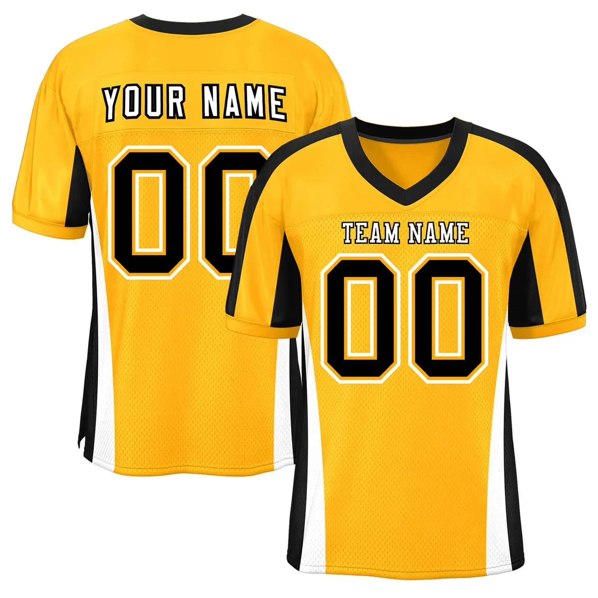 Yellow Color Block Mesh Authentic Football Jersey