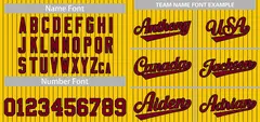Yellow Crimson-Black Stripe Baseball Jersey 3
