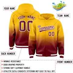 Yellow Crimson Gradient Letterman Varsity Jacket Hoodie 4