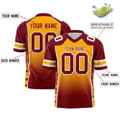 Yellow Crimson Gradient Side Pattern Football Jersey 2