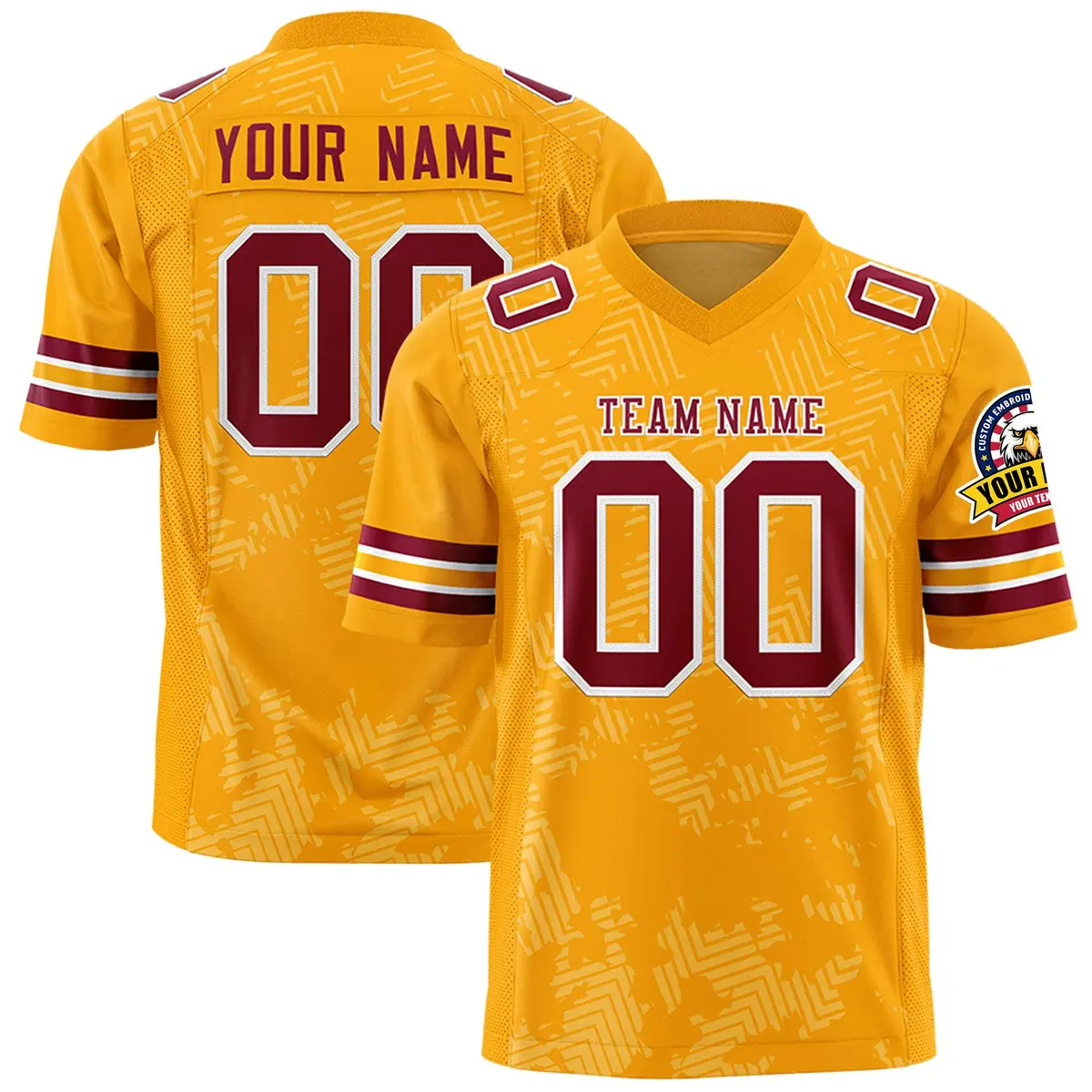Yellow Crimson Graffiti Line Authentic Football Jersey