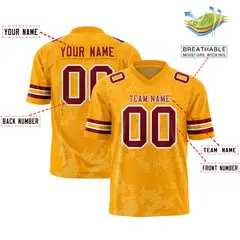Yellow Crimson Graffiti Line Authentic Football Jersey 2