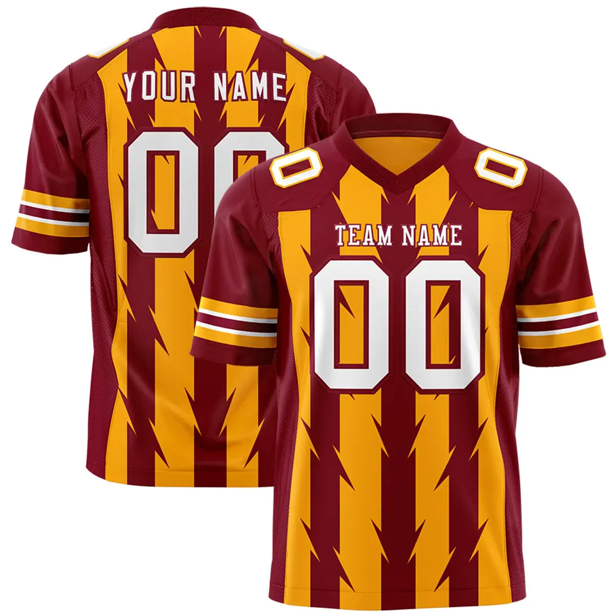 Yellow Crimson Razr Stripe Graffiti Flag Football Jersey