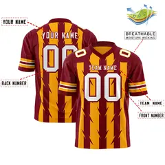 Yellow Crimson Razr Stripe Graffiti Flag Football Jersey 2