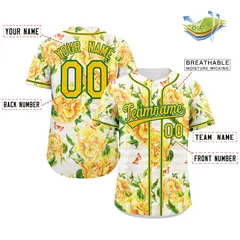 Yellow Gold-Kelly Green Graffiti Flower Baseball Jersey 2