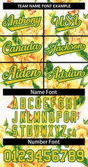 Yellow Gold-Kelly Green Graffiti Flower Baseball Jersey 3