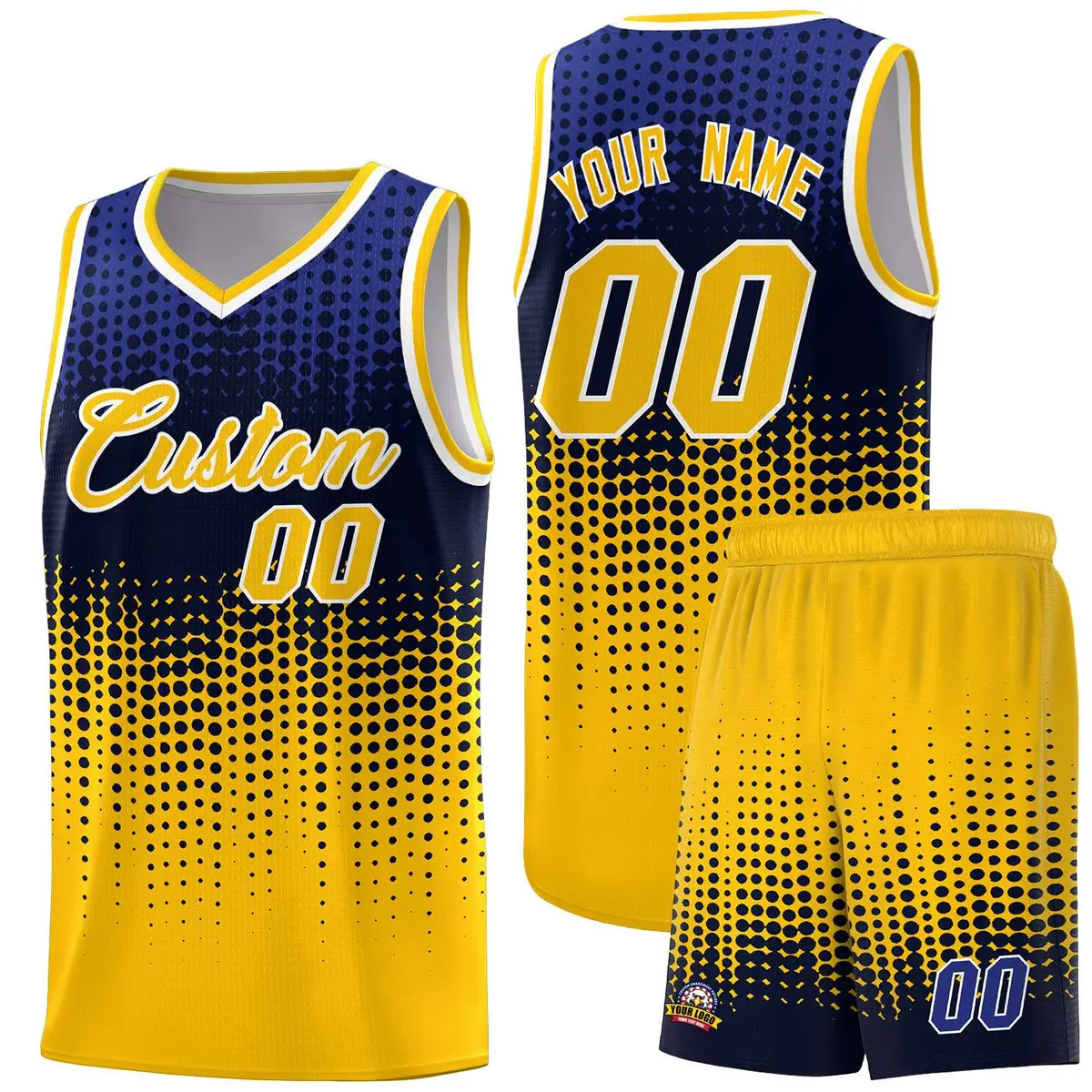 Yellow Gradient Dots Pattern Basketball Jersey