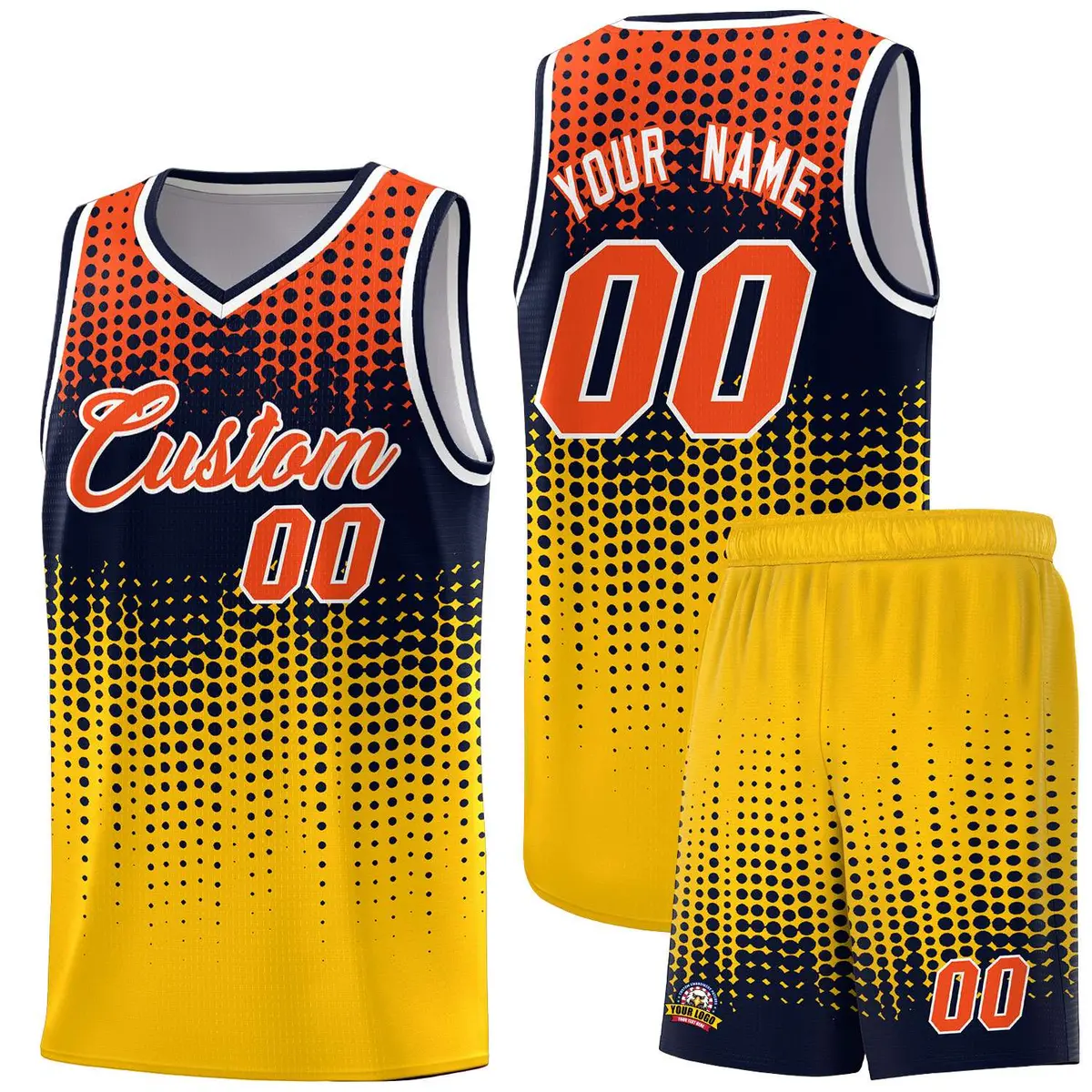 Yellow Gradient Dots Pattern Basketball Jersey