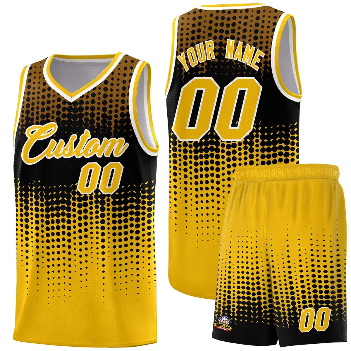 Yellow Gradient Dots Pattern Basketball Jersey