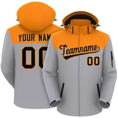 Yellow Gray-Black Two Tone Hooded Waterproof Jacket