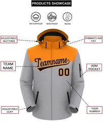 Yellow Gray-Black Two Tone Hooded Waterproof Jacket 2