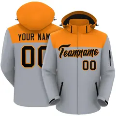 Yellow Gray-Black Two Tone Hooded Waterproof Jacket