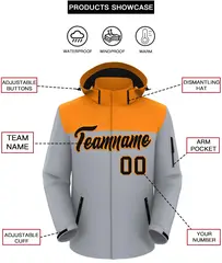 Yellow Gray-Black Two Tone Hooded Waterproof Jacket 2