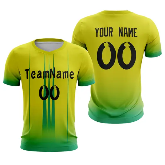 Yellow Green Athletic Sport Soccer Jersey