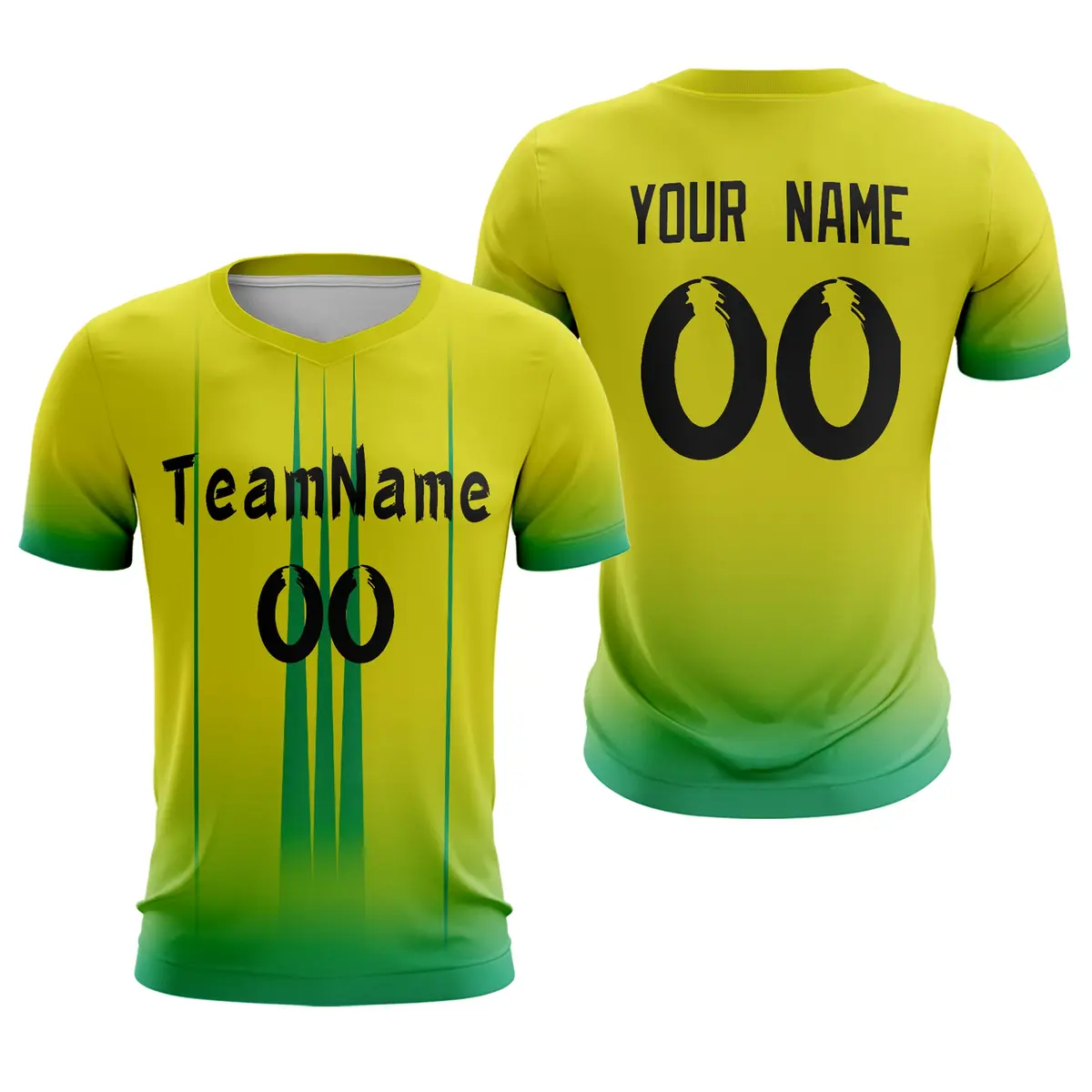 Yellow Green Athletic Sport Soccer Jersey