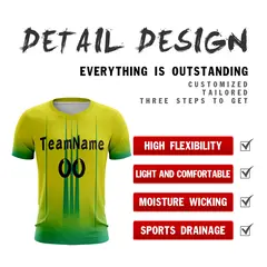 Yellow Green Athletic Sport Soccer Jersey 4