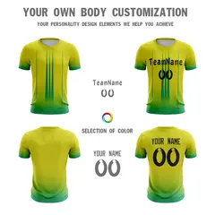 Yellow Green Athletic Sport Soccer Jersey 5