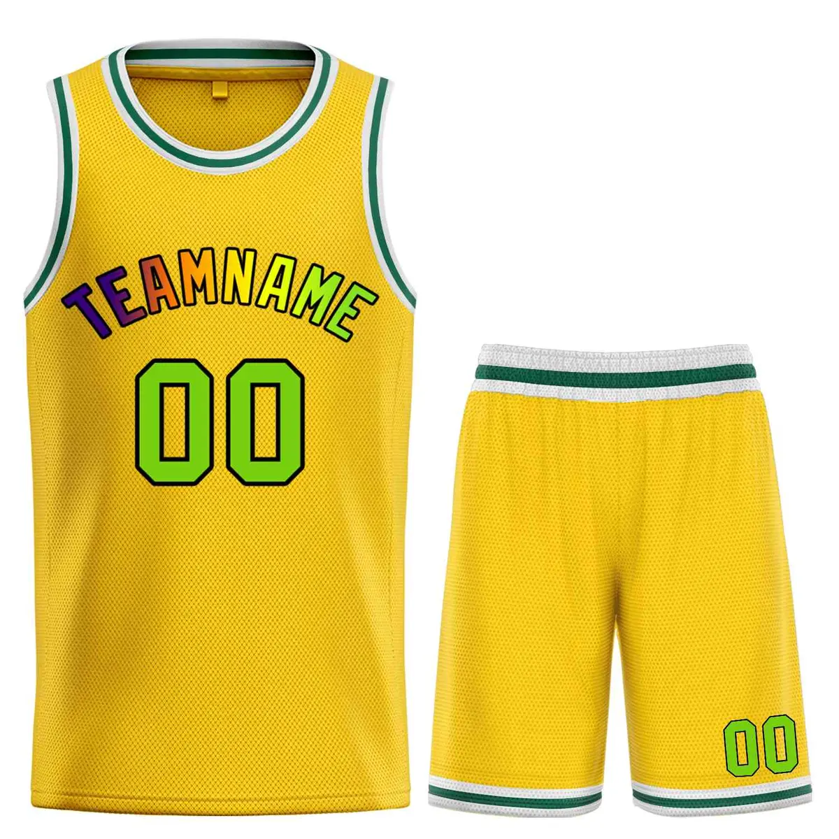 Yellow Green-Black Bull Classic Sets Basketball Jersey