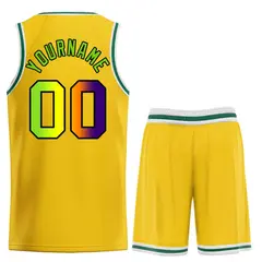 Yellow Green-Black Bull Classic Sets Basketball Jersey 2