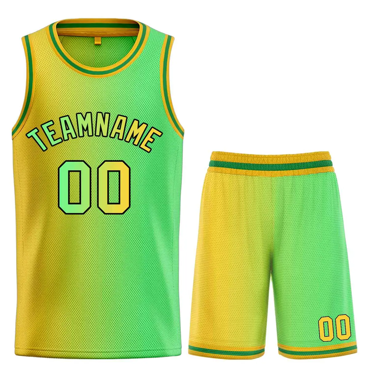 Yellow Green Black Bull Gradient Fashion Basketball Jersey