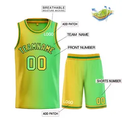 Yellow Green Black Bull Gradient Fashion Basketball Jersey 3
