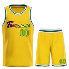 Yellow Green-Black Classic Team Basketball Jersey