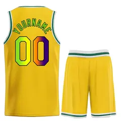 Yellow Green-Black Classic Team Basketball Jersey 2