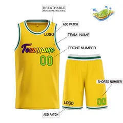 Yellow Green-Black Classic Team Basketball Jersey 3