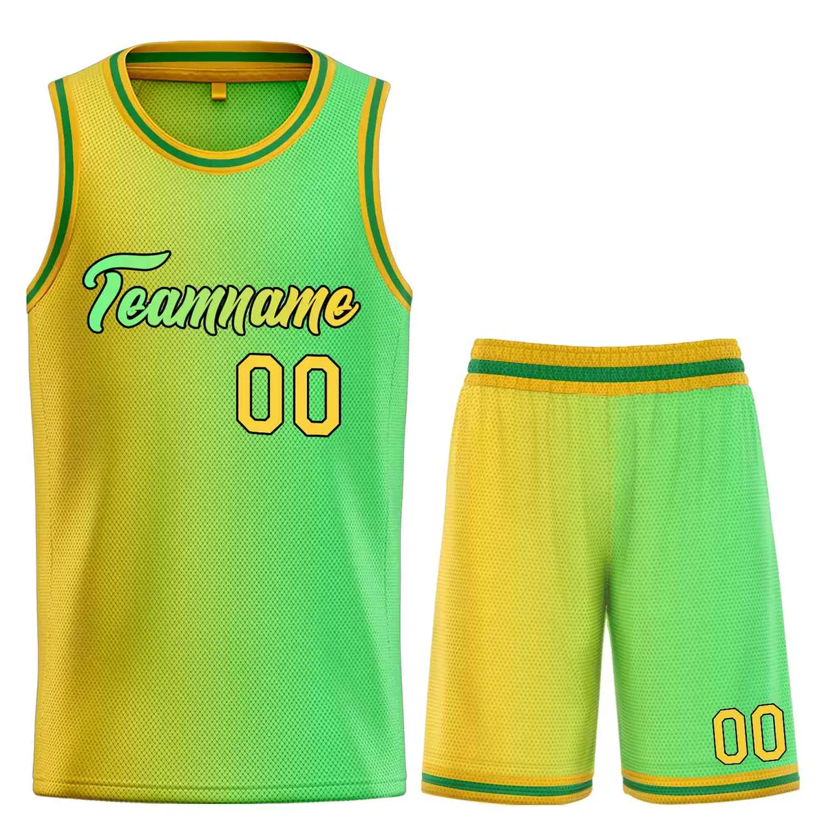 Yellow Green-Black Gradient Heal Basketball Jersey
